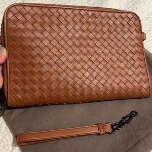Bottega Veneta clutch with sling. Wristlet clutch.
